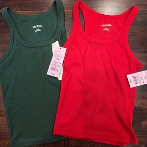 2 - Wild Fable Tank Tops Red and Evergreen XXS BNWT